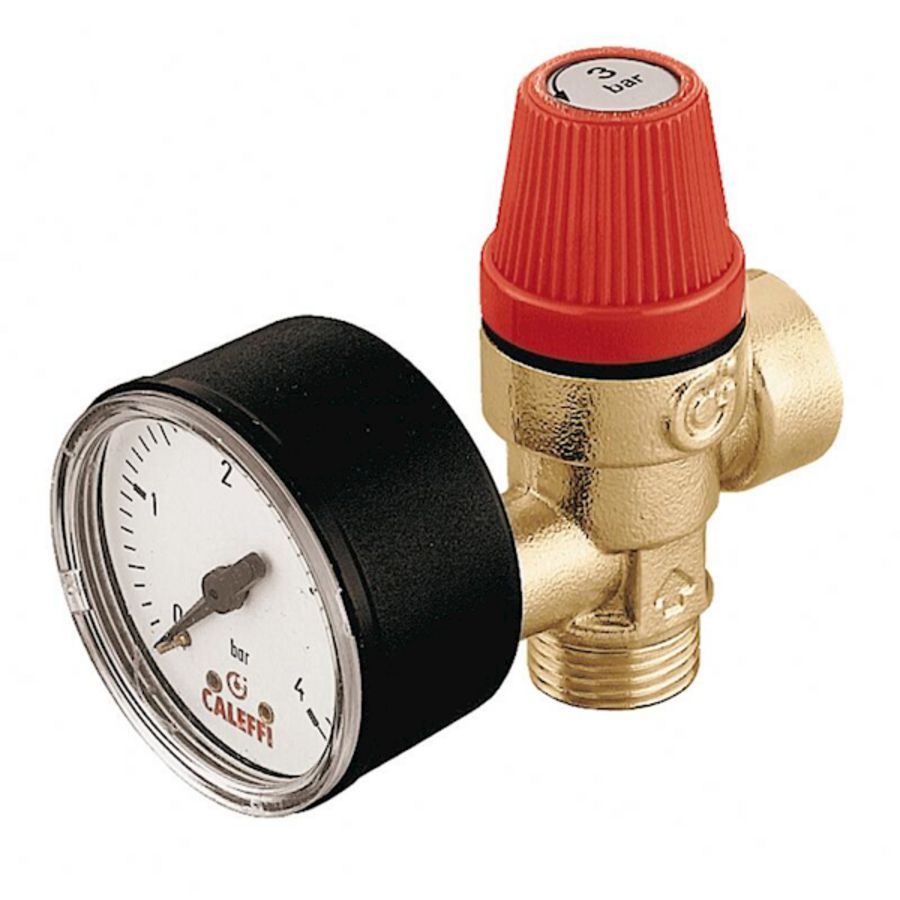 Overstortventiel 1/2"bt. x bn. 3 bar met manometer Caleffi