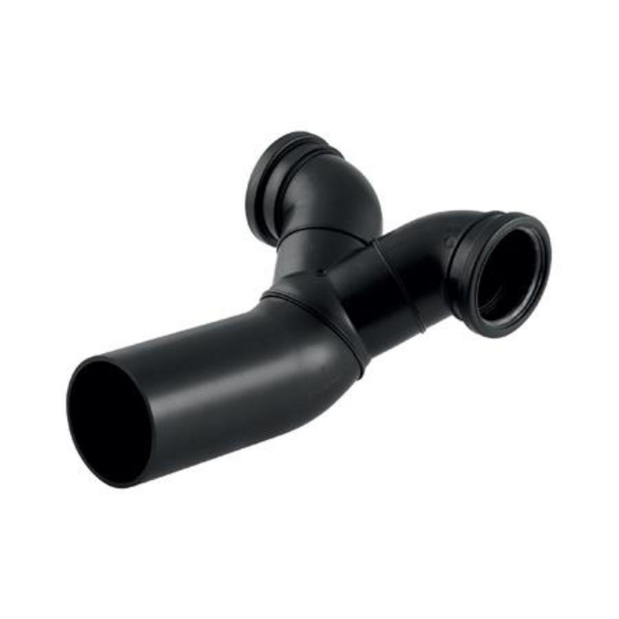 Polyethyleen (PE) closetaansluiting bocht dubbel 90° horizontaal Geberit