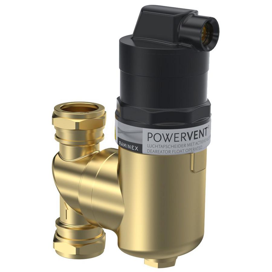 Luchtafscheider POWERVENT-360-LT DN25 28mm knel max 6bar Raminex