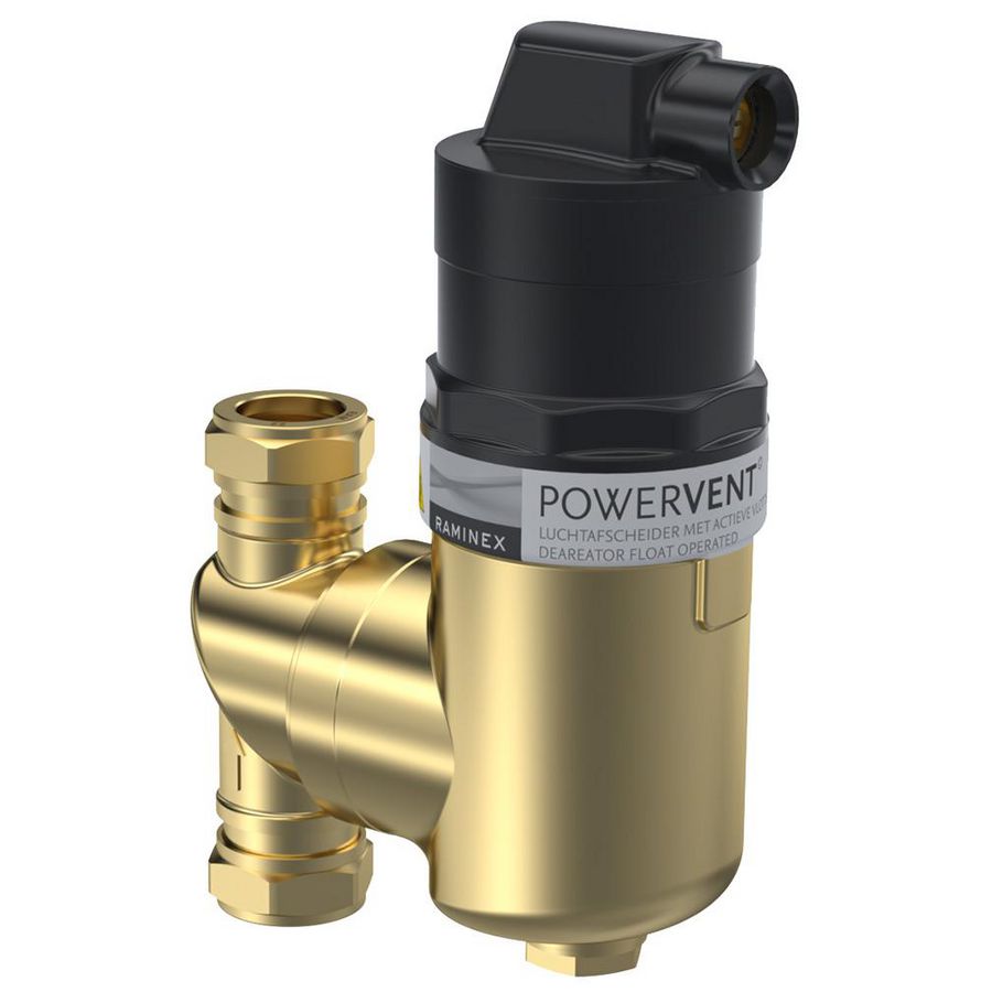 Luchtafscheider POWERVENT-360-LT DN20 22mm knel max 6bar Raminex