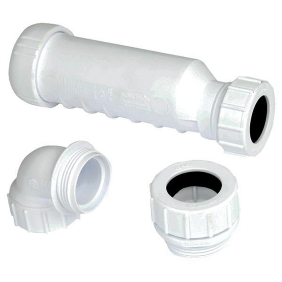 Sifon waterslotloos HEPvO PP kit m. bocht 40x1.1/2" wit Wavin