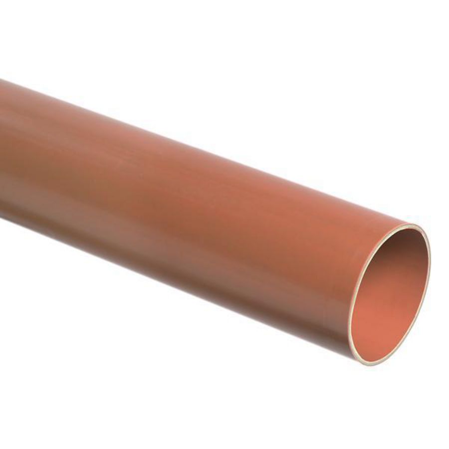 Lengte a 5mtr. PVC Ultra-3 riool afvoerbuis bruin 125mm SN4 KOMO Wavin