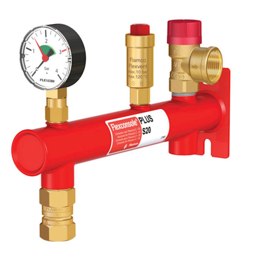 Expansievatconsole Flexconsole rood Plus 3/4+3/4+1/2 gemonteerd Flamco