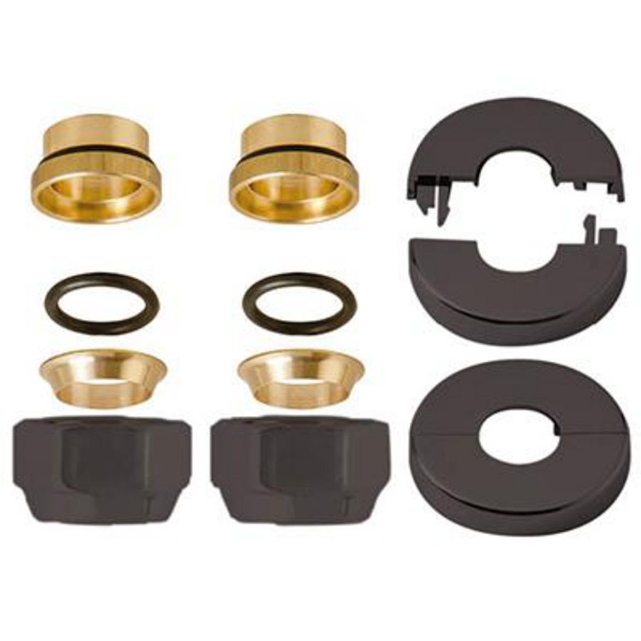 Ovus aansluitset zwart 15x2mm koper en CV-buis + mat zwarte rozetten DRL