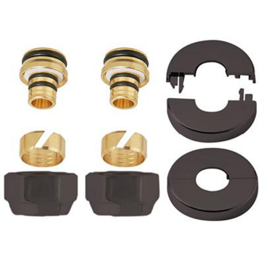 Ovus aansluitset zwart 16x2mm VPE alu-inlage+mat zwarte rozetten DRL