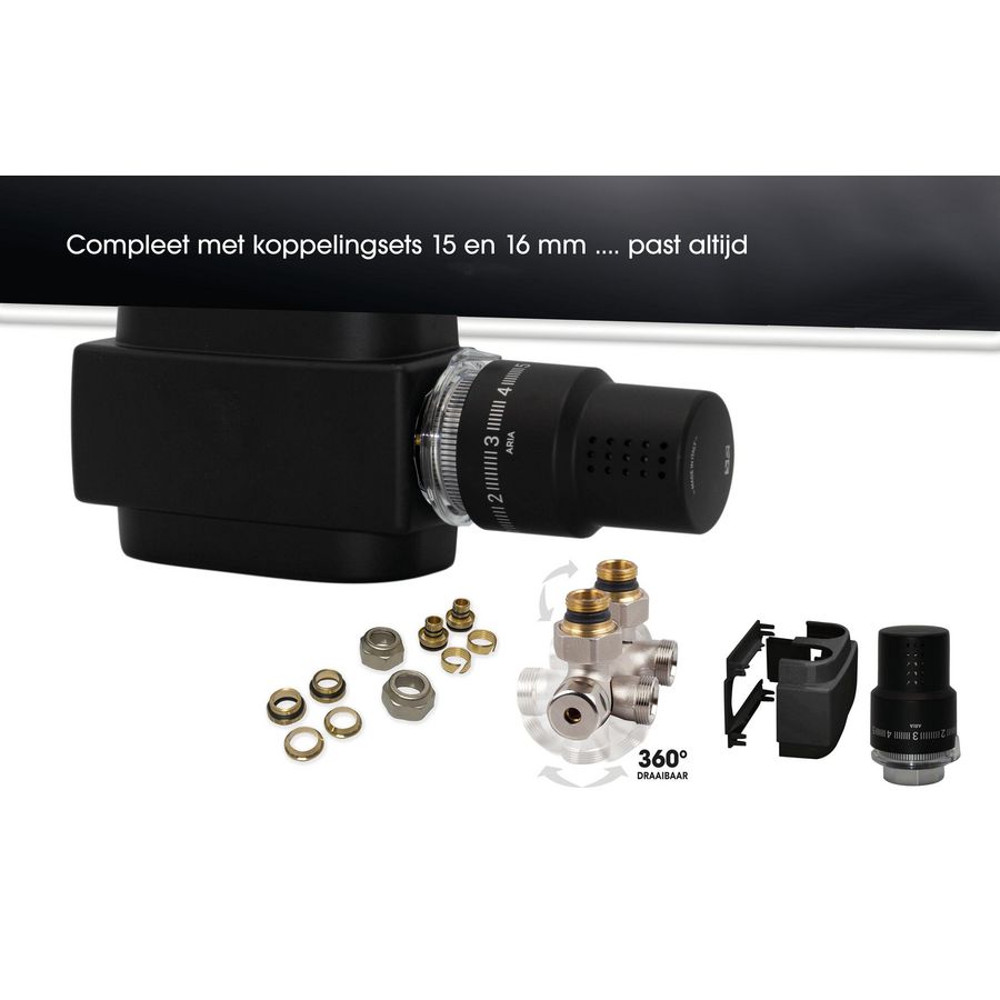 Freestyle onderblok kit 50mm mat zwart + koppeling 16x2-15mm DRL