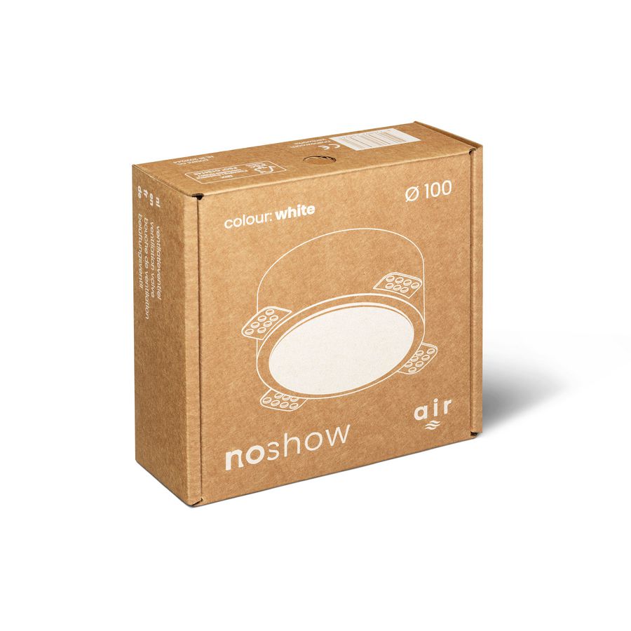 Ventilatieventiel (toevoer of afvoer) Instucbaar design NoShow Ø100mm wit VentWorks