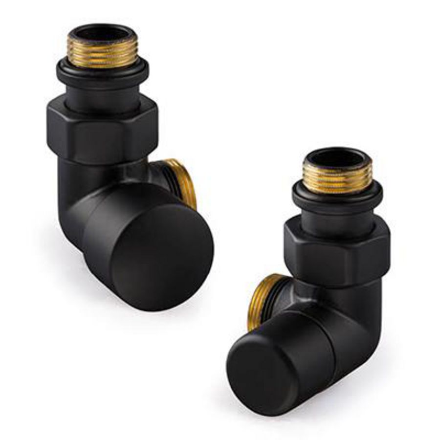 Designkraanset OVUS dubb. haaks links 1/2" (therm. voorbereid) + voetventiel 1/2" dubb. haaks rechts mat zwart excl.aansluitset DRL