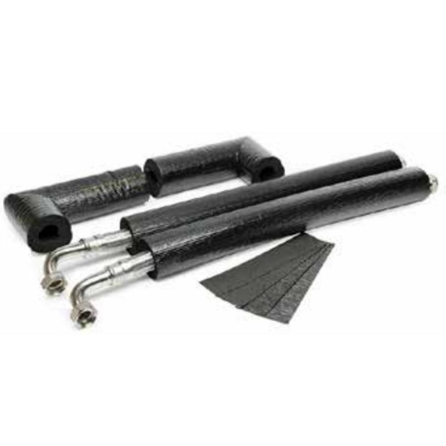 Set a 2 rvs aansluitslangen 300mm met knie 1"bi.dr. x 28mm knel  FH-300-28-F-ELBOW incl. isolatie Castel Engineering