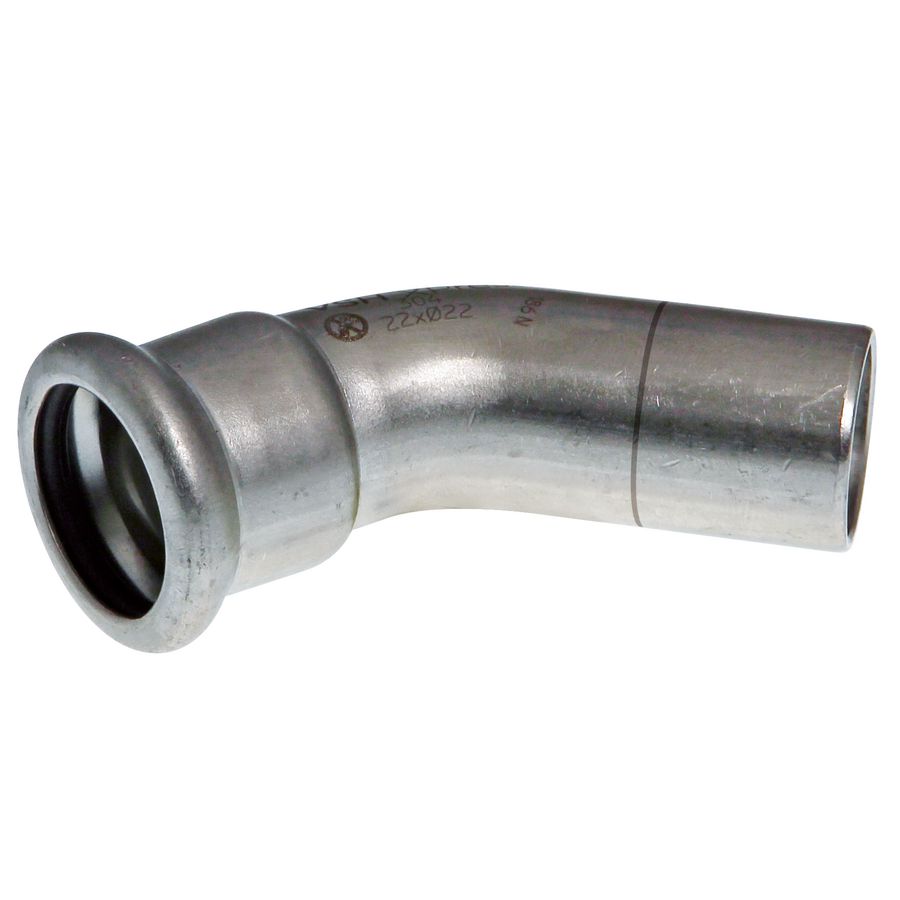 Insteekbocht 45° Xpress RVS 304 (1.4301) 88,9x spie 88,9mm R2412 (test cth) VSH