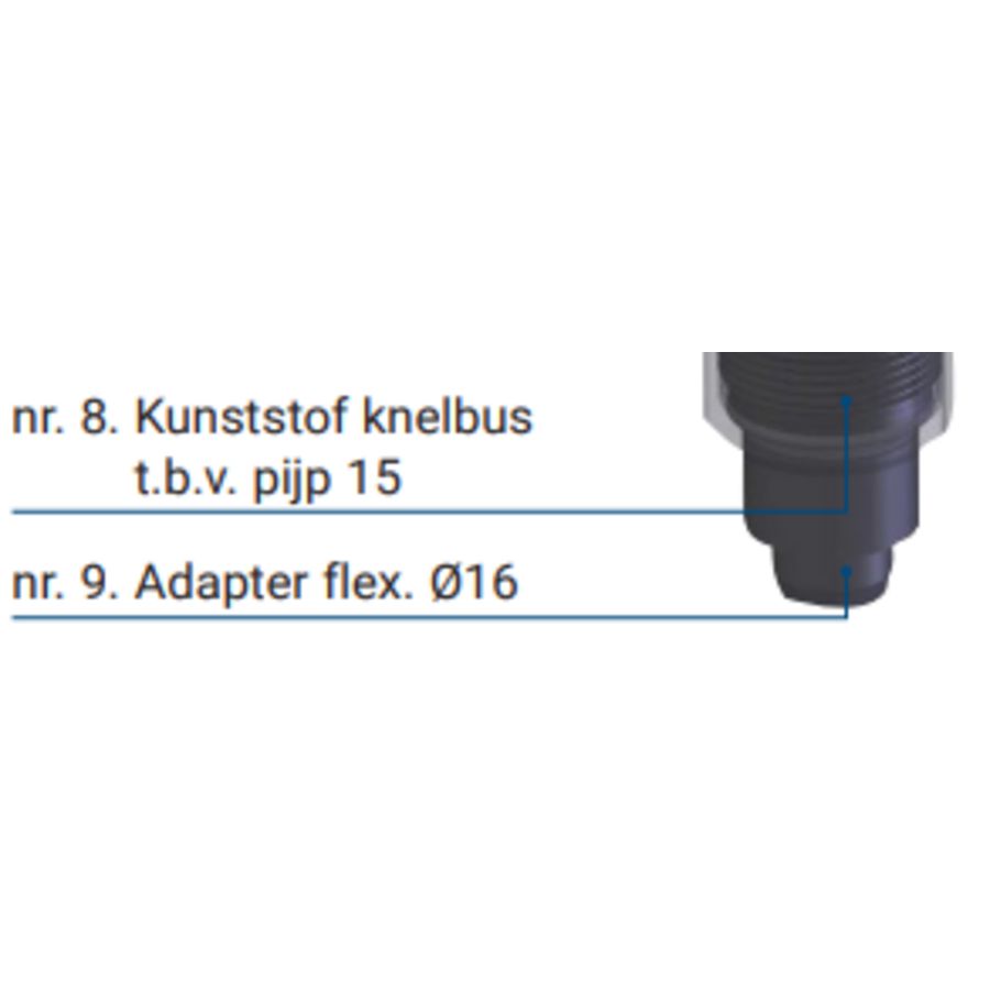 Serviceset inlaatcombinatie PenTec/DUCO (knelbus 15mm+adapter flex 16mm) PenTec