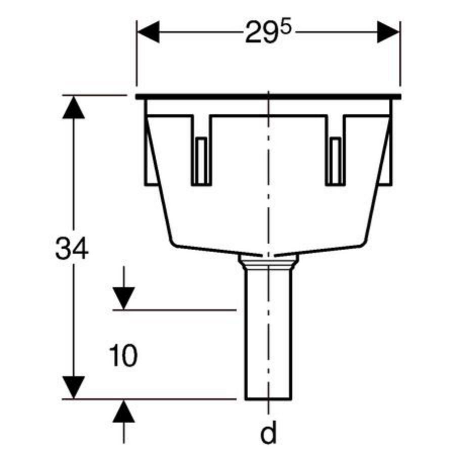 laboratoriumtrechter rechthoekig 295x145mm PP grijs ø40mm Geberit