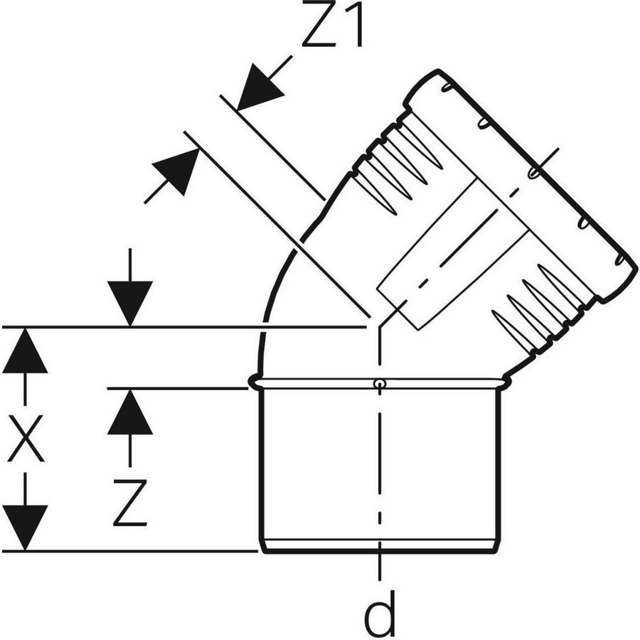 Silent-Pro bocht 45° d=Ø90mm VVE=10 Geberit