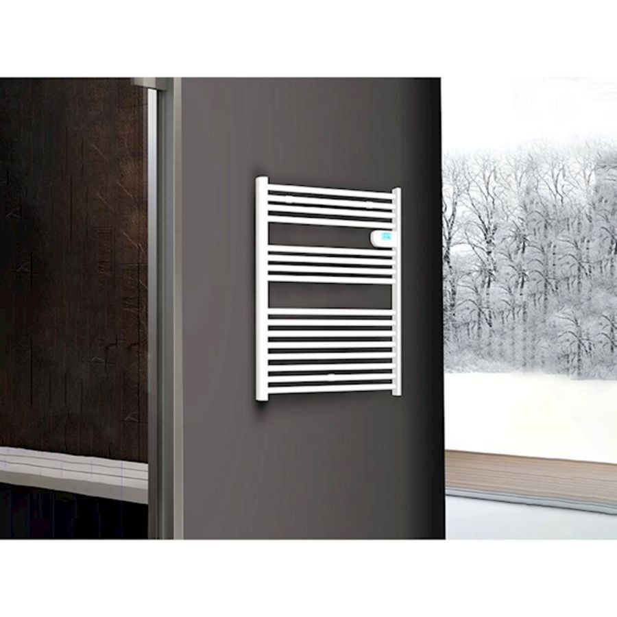 Elektr. handdoekradiator CALOR DRY 750W wit 560x1160mm snoer 1,2mtr + stekker incl. regeling (op bedieningshoogte) MASTERWATT
