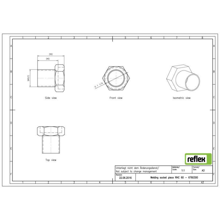 Aansluitset tbv Longtherm warmtewisselaar G 1 1/4" set staal Reflex
