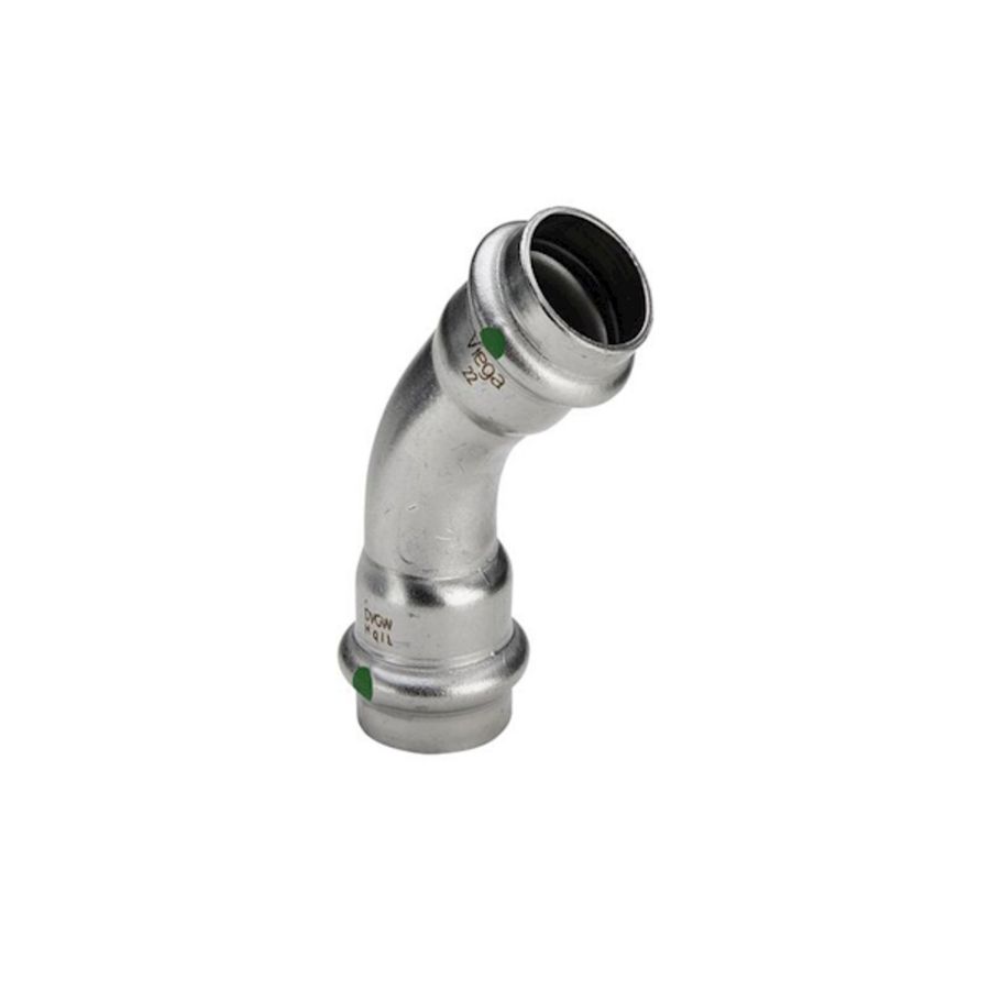 Bochtkoppeling 45° Sanpress Inox 22x22mm Viega