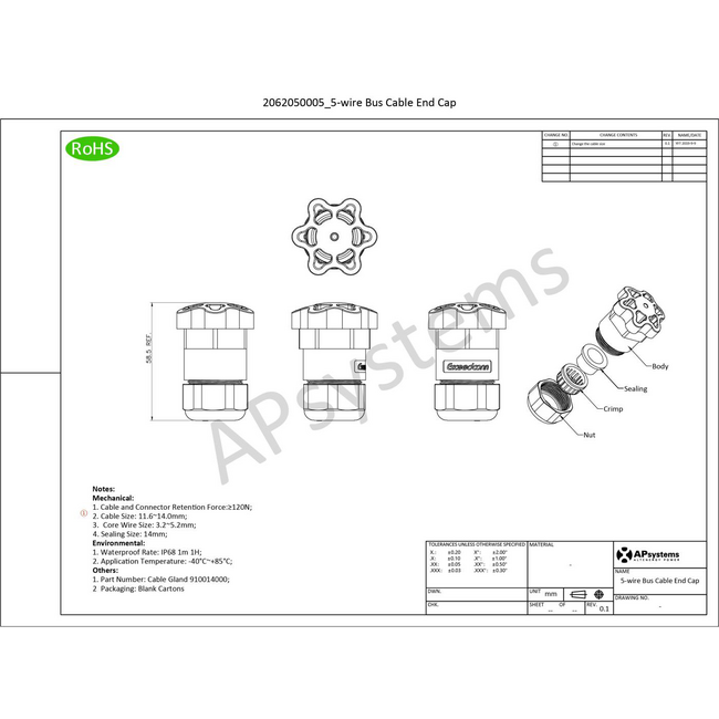 APSystems | 5C AC Bus kabel Eind-afsluitkap