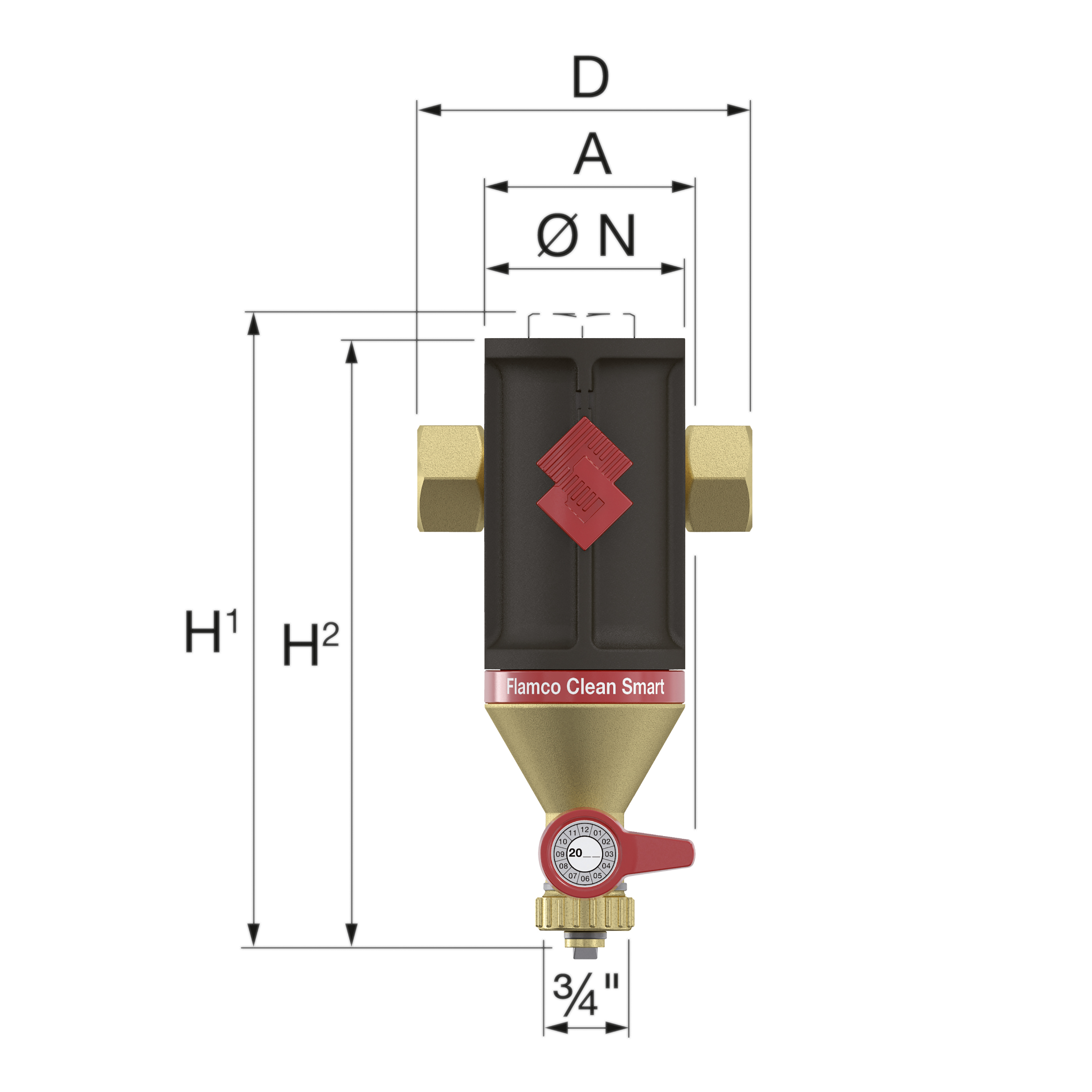 Vuilafscheider Clean Smart hor/vert. magnetisch 1.1/2"bn. Flamco