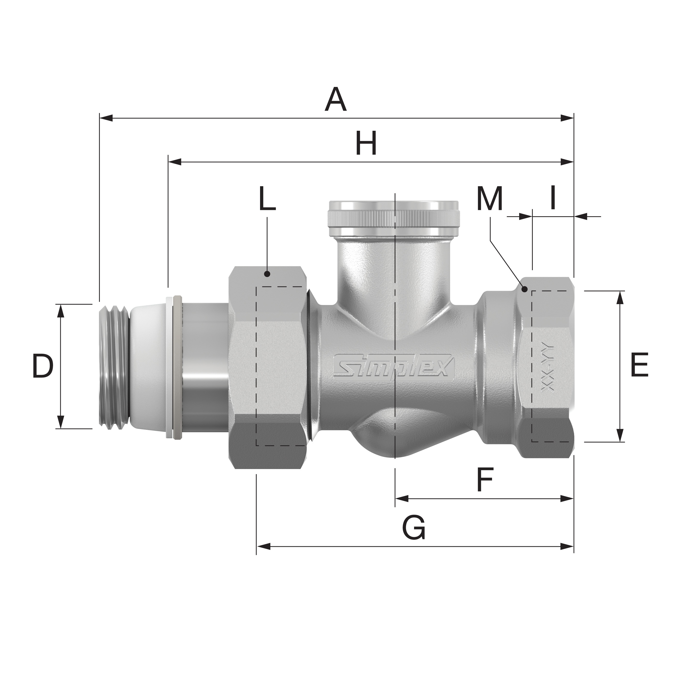 Voetventiel recht MF G1/2 Ni Simplex VVE=10 Flamco
