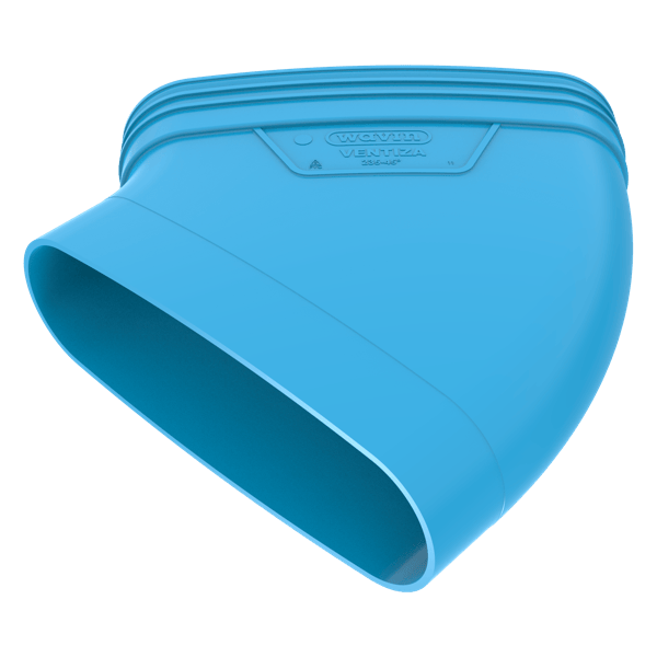 Bocht lijm 45° PVC luchtverdeelsysteem VENTIZA blauw (235x80mm) mof/spie Wavin