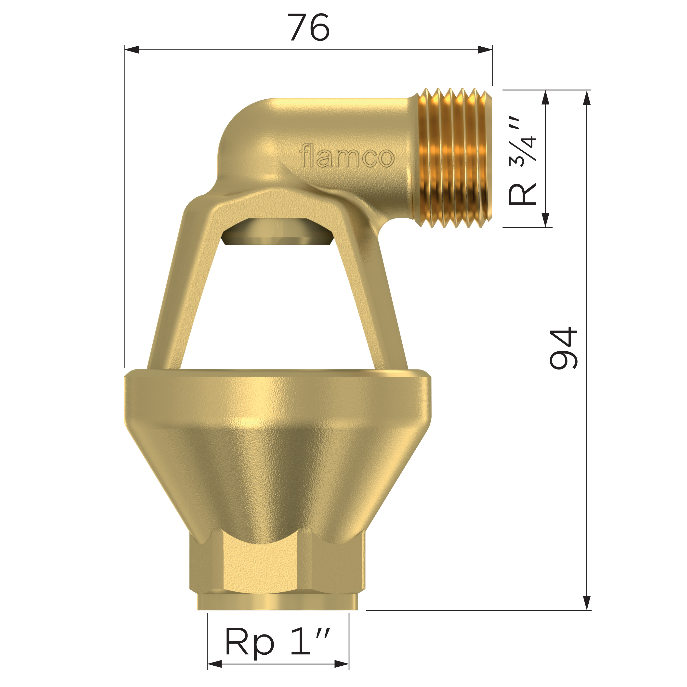 Overlooptrechter messing 3/4"x1"bt.xbn. Flamco