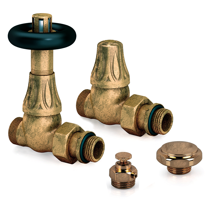 Kranenset 1/2" haaks DECO brons authentiek kraan/handvat zwart DRL