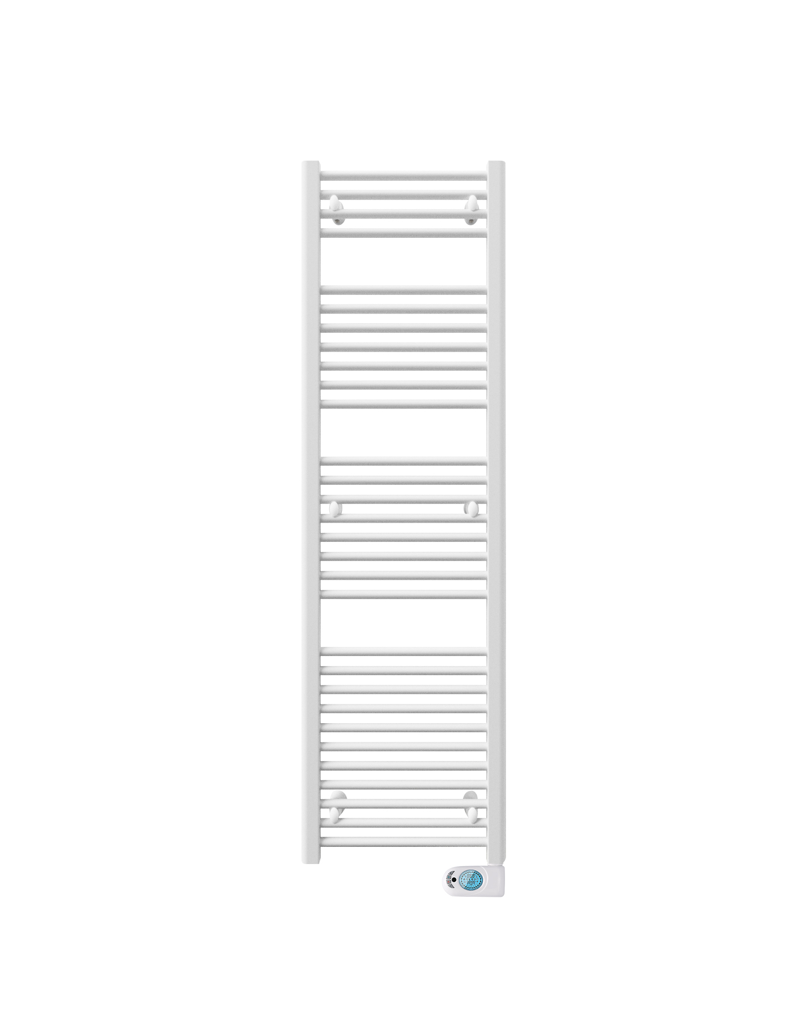 Elektr. badkamerradiator BANO-EL 500x1789mm wit RAL9016 met stekker en witte regeling VASCO
