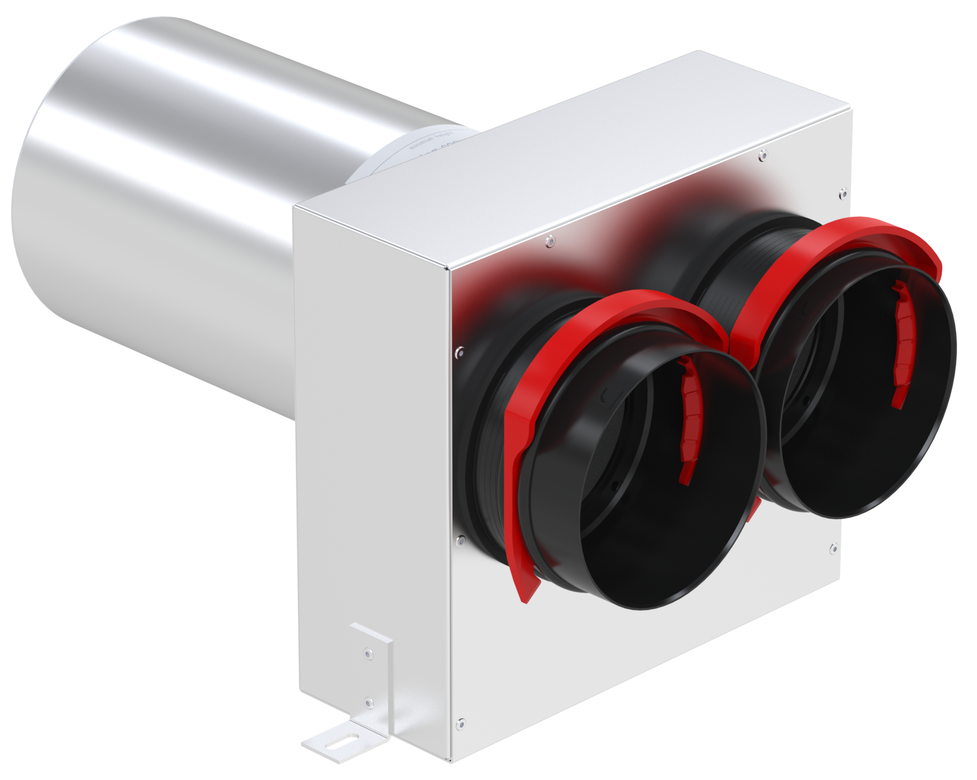 ComfoCase ventielaansluitstuk / roosterbox TVA dubbel recht Ø125/2xØ90mm RLC l=200mm Zehnder
