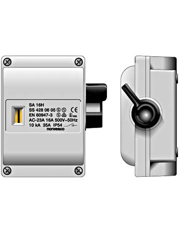 Werkschakelaar SA416 4p 16A/500V M20 grijs IP54 Norwesco