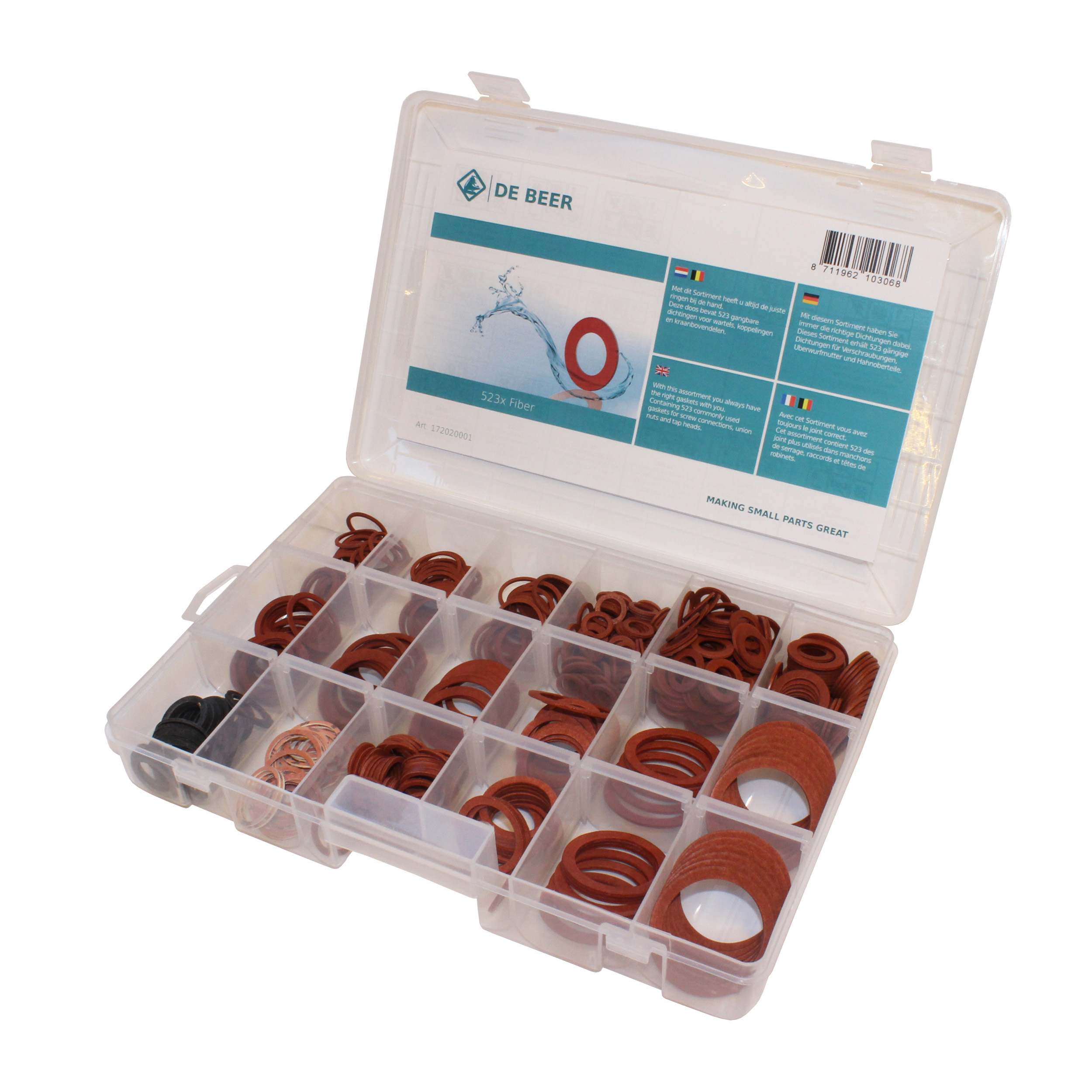 R15V assortimentsdoos fiberringen 3/8-1.1/2 523 st. de Beer