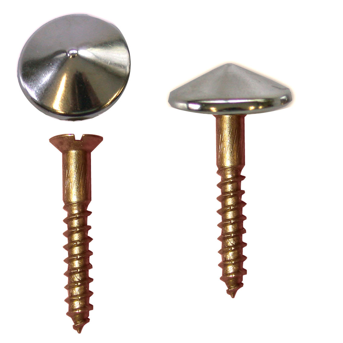 Spiegelschroef chr. 1.1/4" 4,5x30mm Ø19mm set VVE=100 de Beer