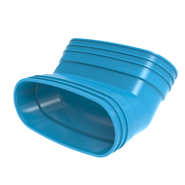 Staande bocht lijm 45° PVC luchtverdeelsysteem VENTIZA blauw (195x80mm) mof/mof Wavin