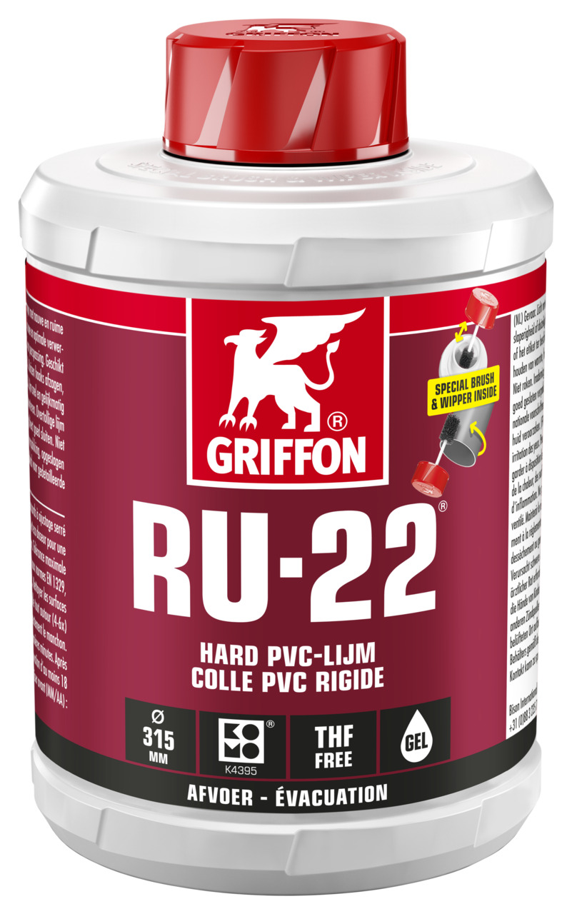 Hard PVC-lijm RU-22 (spleetvullend) KOMO pot a 1ltr. Griffon