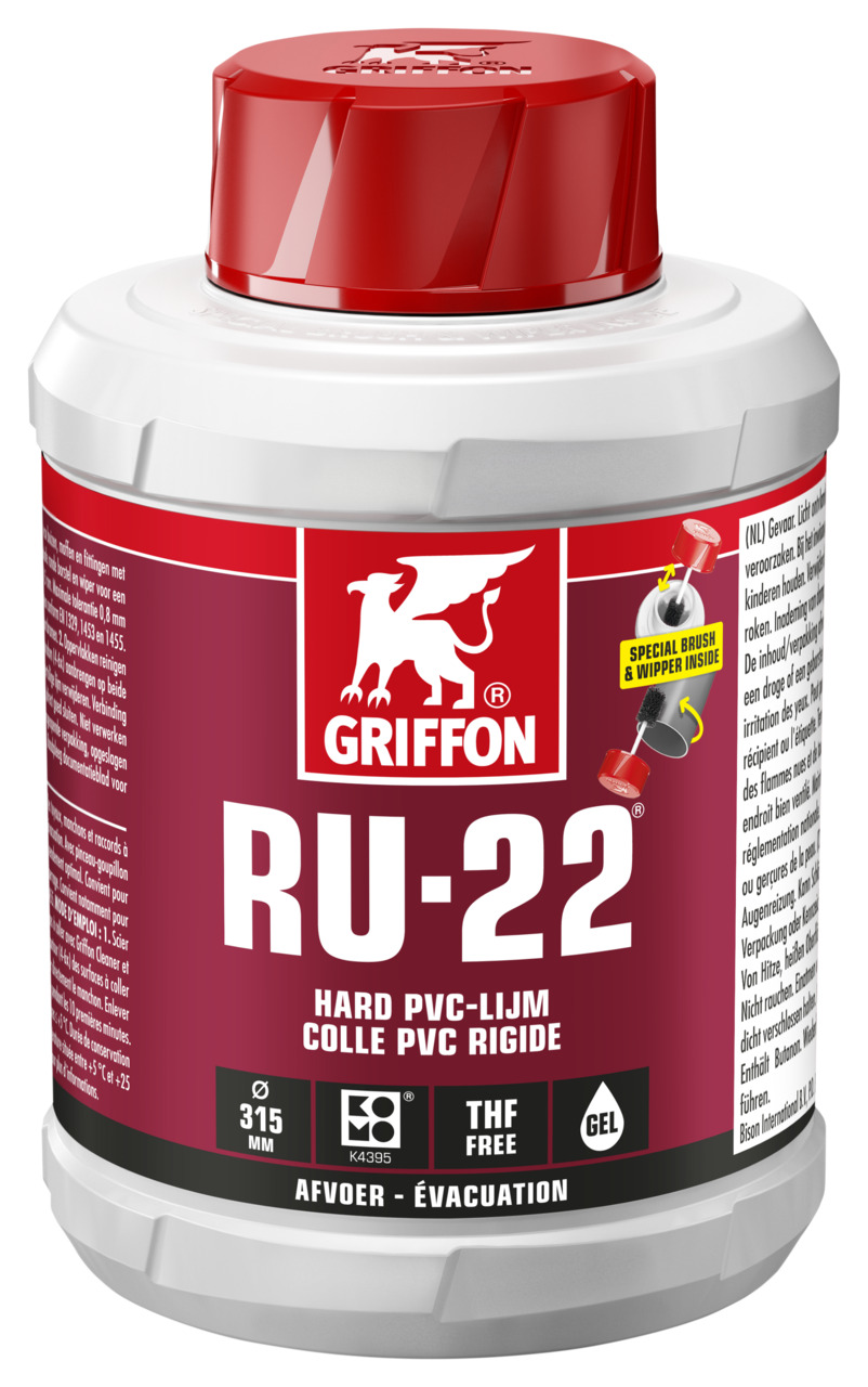 Hard PVC-lijm RU-22 (spleetvullend) KOMO pot a 500ml. Griffon