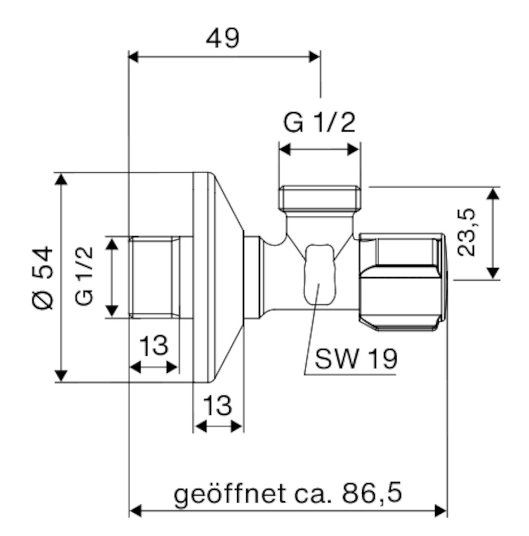 Comfort hoekstopkraan 1/2x1/2 Schell