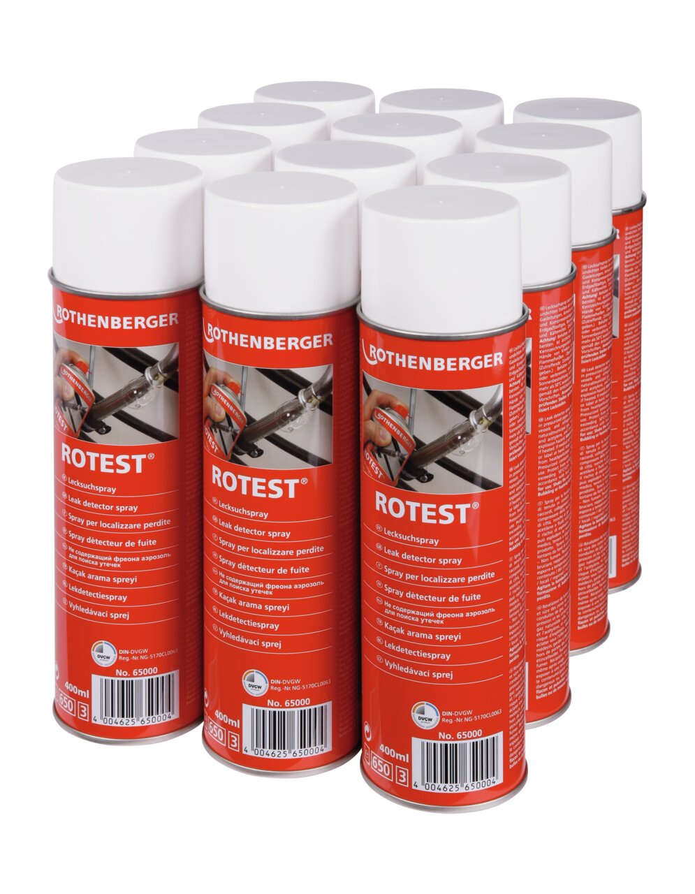Omverpakking met 12 bussen ROTEST lekzoekspray 400ml ROTHENBERGER