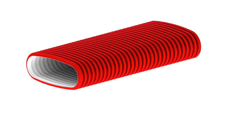 Rol a 20m. Hybalans+ afvoerslang / flexibele buis rood ovaal 133x55mm Burgerhout