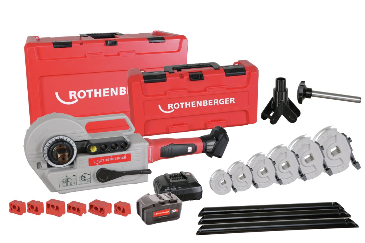 Robend 4000 e set 18v/4ah accu+lader 12-14-16-18-22-28mm cas ROTHENBERGER