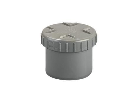 PVC lijm eindstuk + schroefdeksel 75mm grijs Wavin
