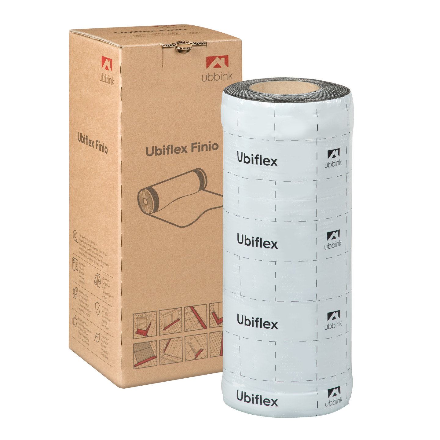 Rol a 5mtr. UBIFLEX FINIO loodvervanger 400mm zelfklevend grijs Ubbink