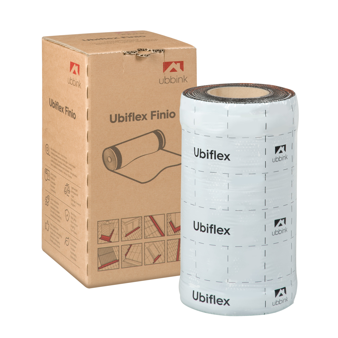 Rol a 5mtr. UBIFLEX FINIO loodvervanger 300mm zelfklevend rood Ubbink