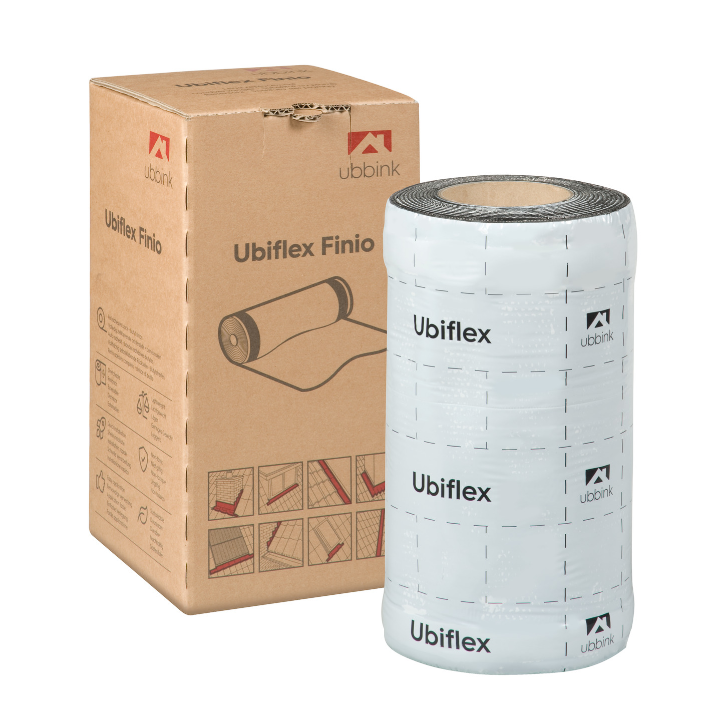 Rol a 5mtr. UBIFLEX FINIO loodvervanger 300mm zelfklevend grijs Ubbink