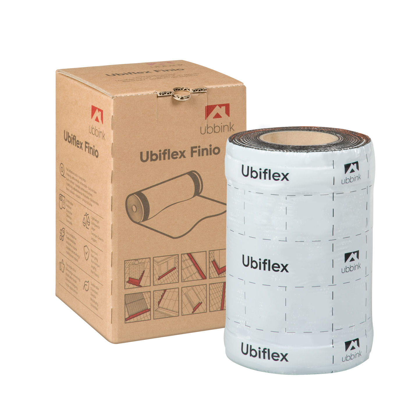 Rol a 5mtr. UBIFLEX FINIO loodvervanger 250mm zelfklevend rood Ubbink