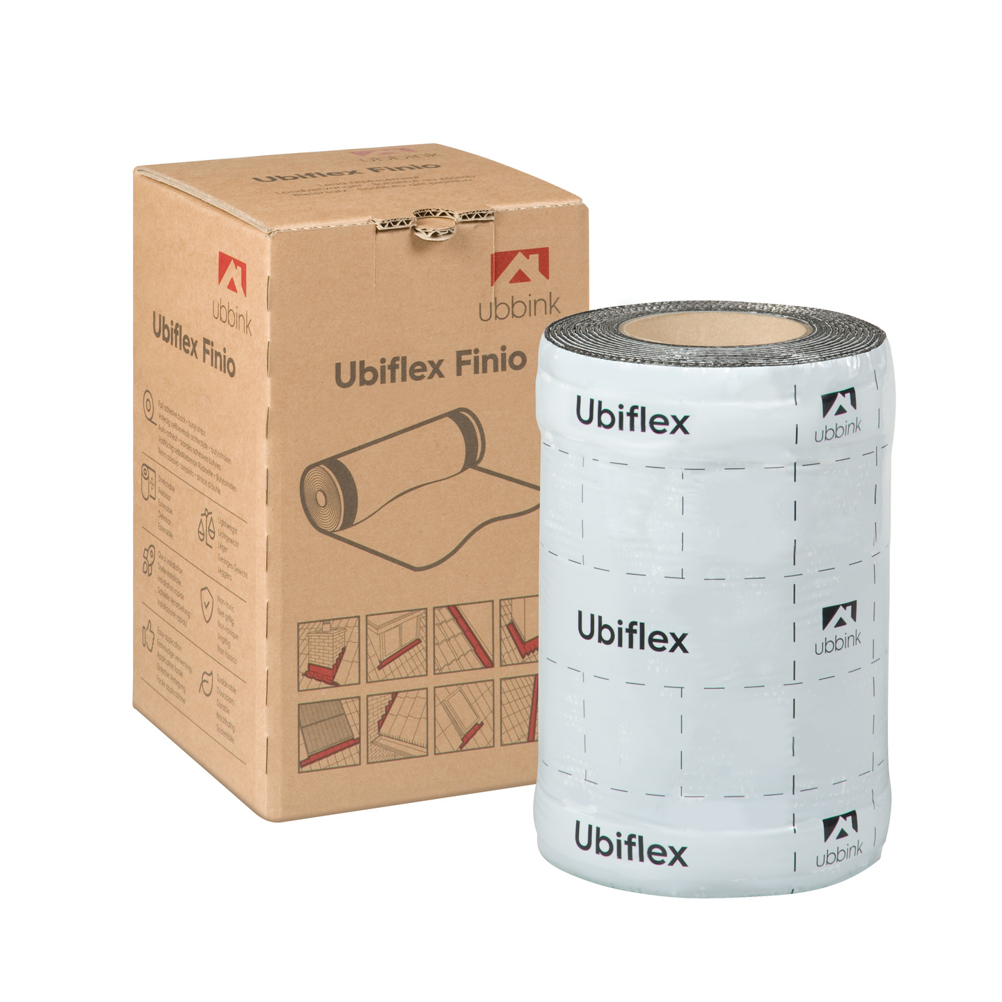 Rol a 5mtr. UBIFLEX FINIO loodvervanger 250mm zelfklevend zwart Ubbink