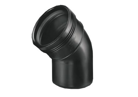 Wafix PP manchet bocht 45° 75mm zwart mof/spie Wavin