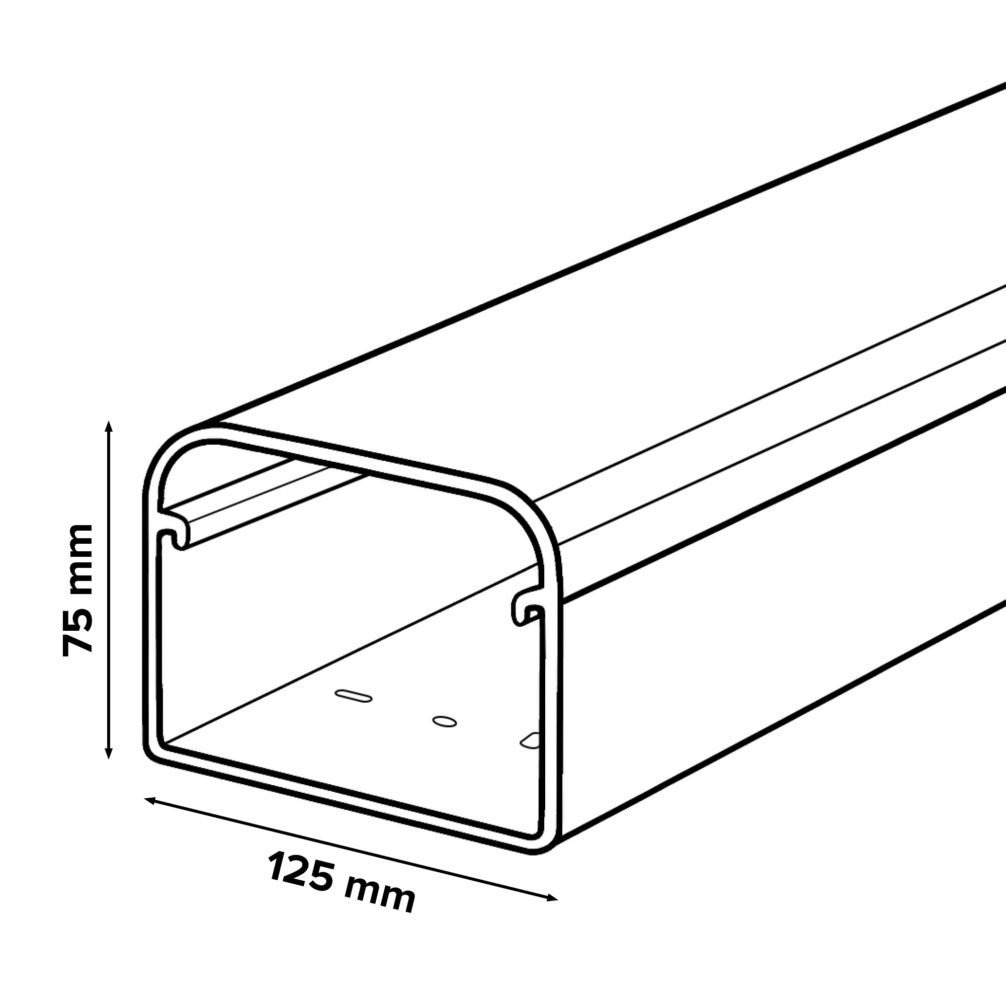 Lengte a 2mtr. leidinggoot met folie 125x75mm grijs PVC RAL7016 Canalit