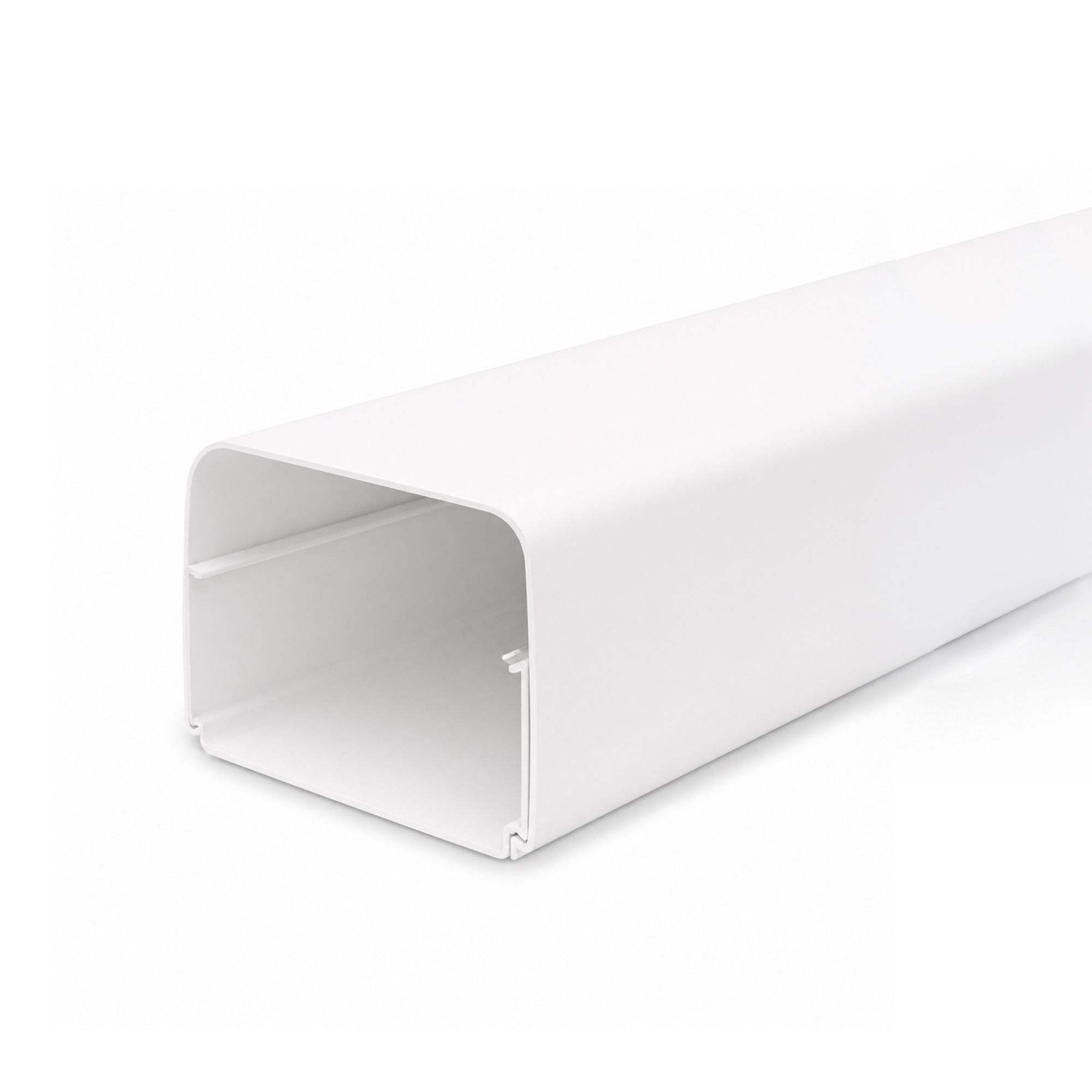 Lengte a 2mtr. leidinggoot met folie 140x90mm wit PVC RAL9001 Canalit