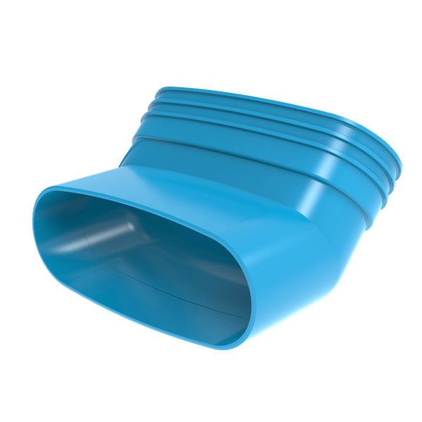 Staande bocht lijm 45° PVC luchtverdeelsysteem VENTIZA blauw (195x80mm) mof/spie Wavin