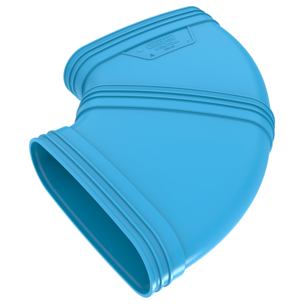 Bocht lijm 90° PVC luchtverdeelsysteem VENTIZA blauw (235x80mm) mof/mof Wavin