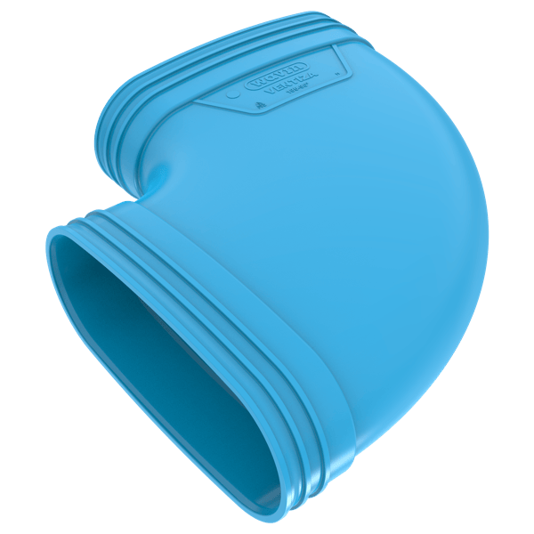 Bocht lijm 90° PVC luchtverdeelsysteem VENTIZA blauw (195x80mm) mof/mof Wavin